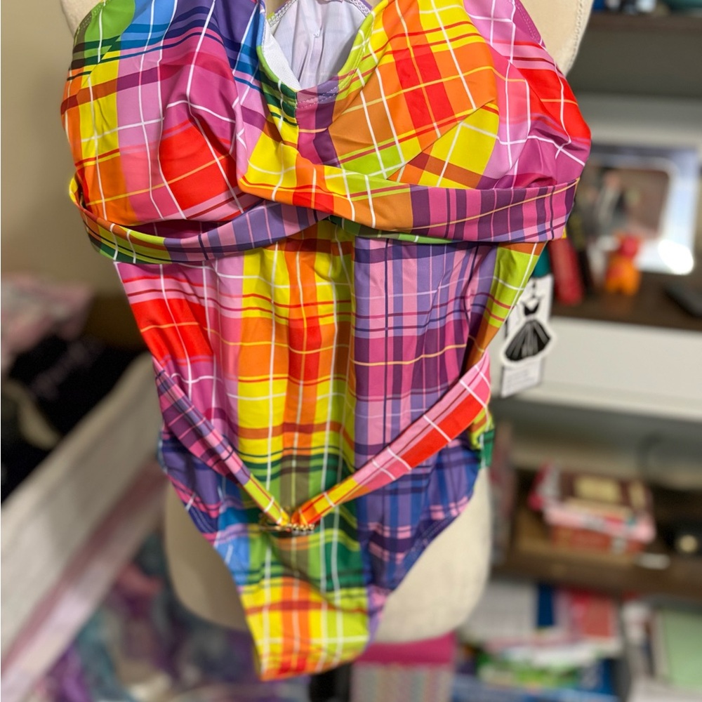 Colorful Plaid One-Piece Swimsuit
